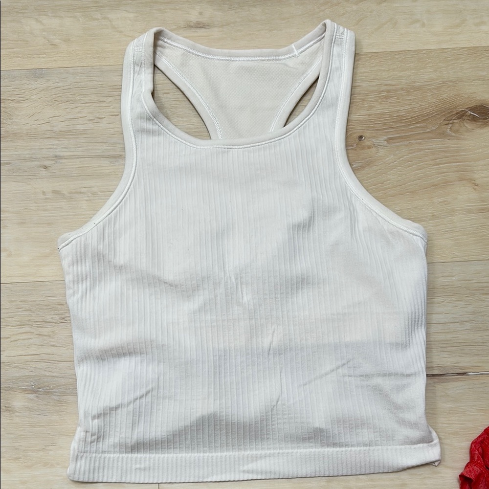 Lululemon Athletica White Ribbed Tank